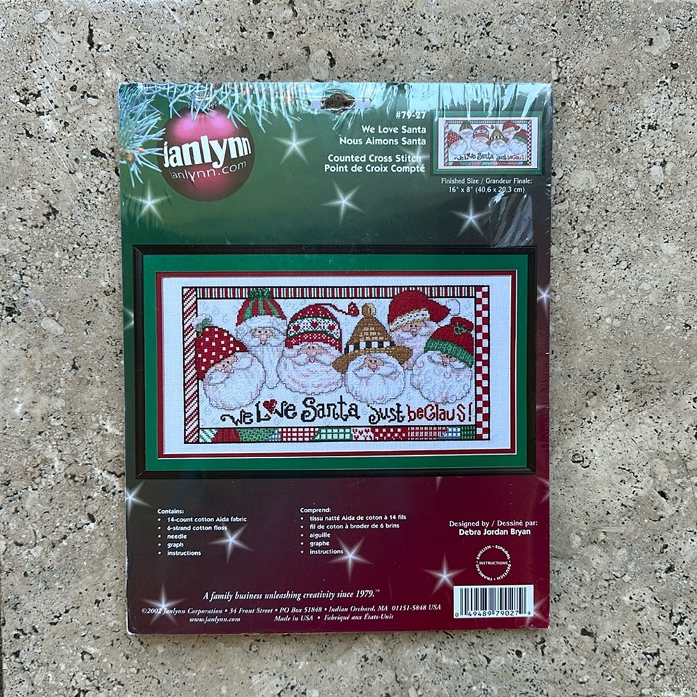 Janlynn 2002 - Unopened Christmas Counted Cross Stitch Kit Santa 16 x 8 inch NWT